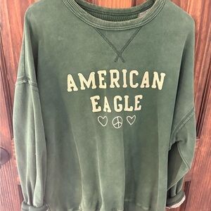 American Eagle Olive Green Crewneck Sweatshirt with Logo Tag
